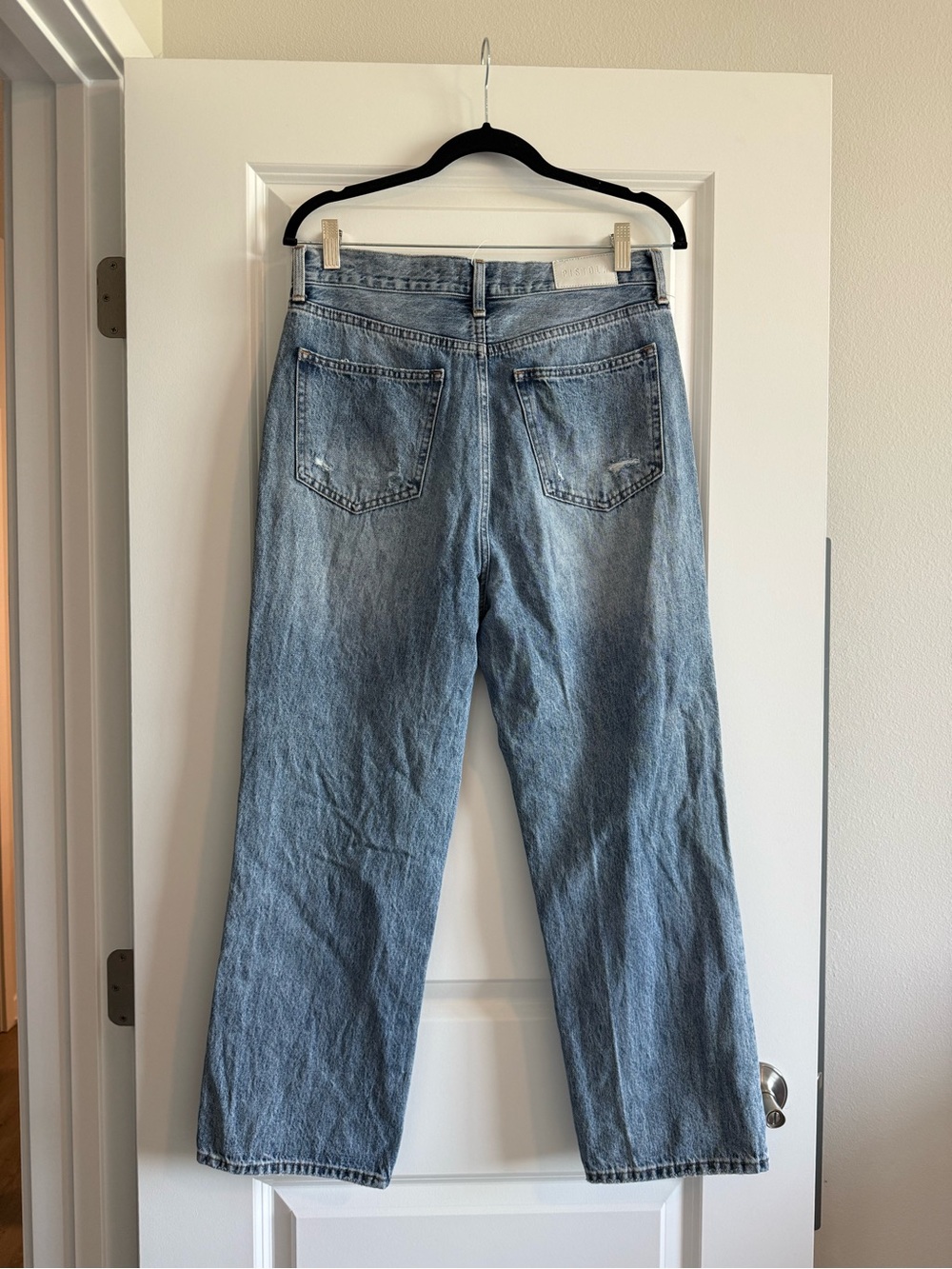Pilcro Women's Straight Leg Ripped Blue Jeans - Picture 4 of 4